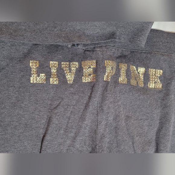 PINK Victoria's Secret Gray Sweatpants with Gold Lettering - Picture 3 of 8
